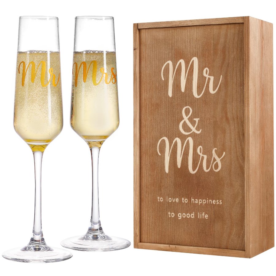 Floroom Mr & Mrs Champagne Flutes